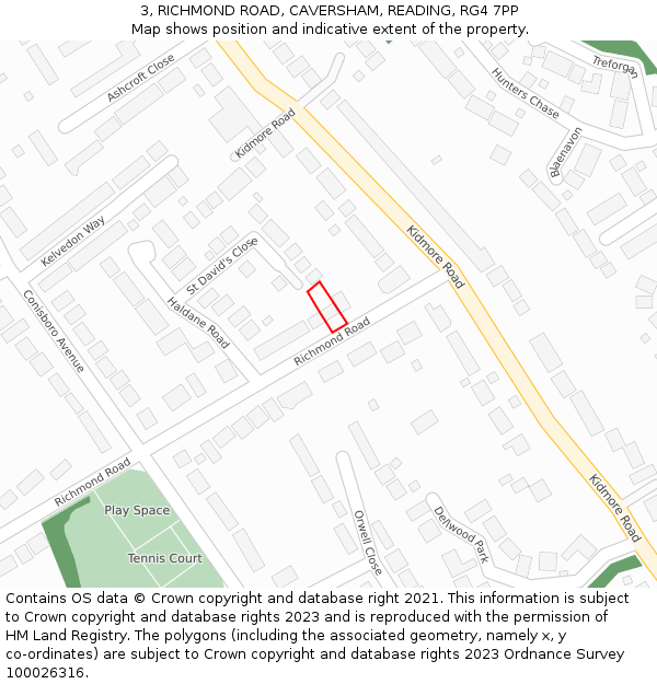 3, RICHMOND ROAD, CAVERSHAM, READING, RG4 7PP: Location map and indicative extent of plot