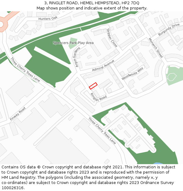 3, RINGLET ROAD, HEMEL HEMPSTEAD, HP2 7DQ: Location map and indicative extent of plot