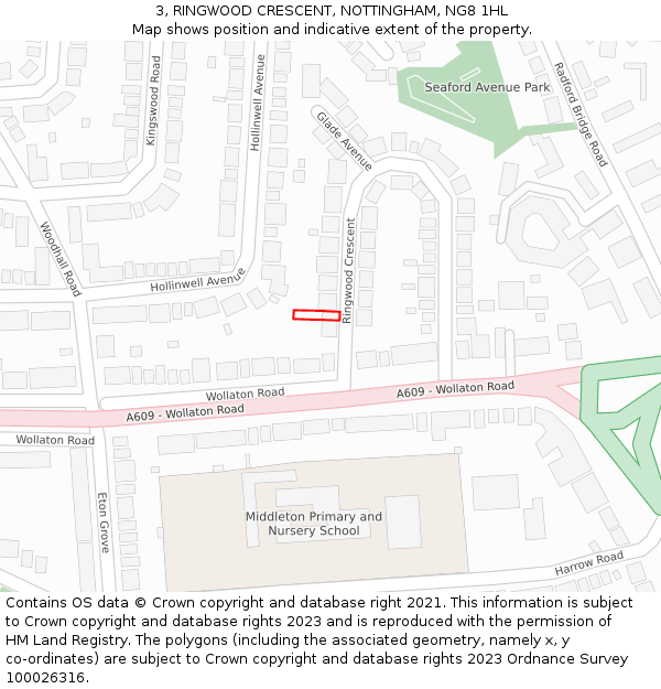 3, RINGWOOD CRESCENT, NOTTINGHAM, NG8 1HL: Location map and indicative extent of plot