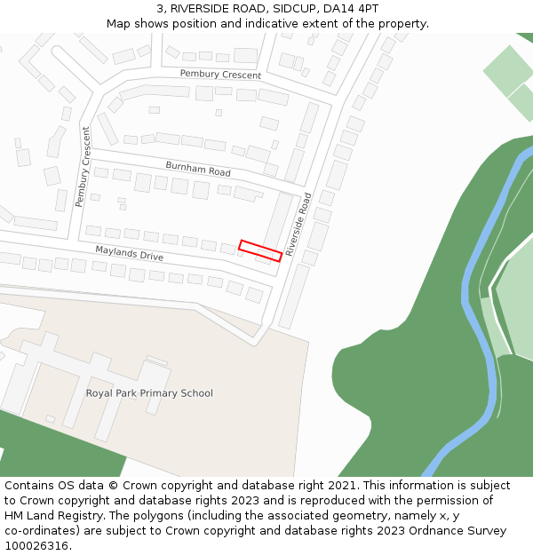 3, RIVERSIDE ROAD, SIDCUP, DA14 4PT: Location map and indicative extent of plot