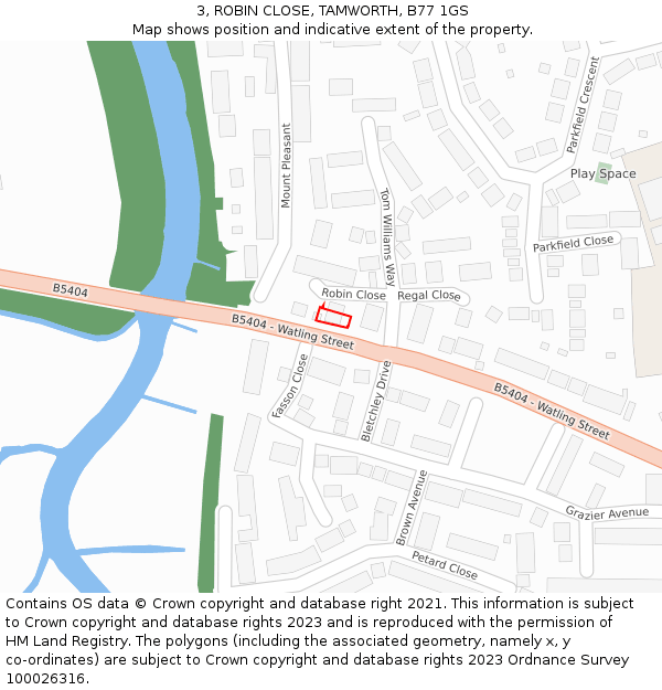 3, ROBIN CLOSE, TAMWORTH, B77 1GS: Location map and indicative extent of plot