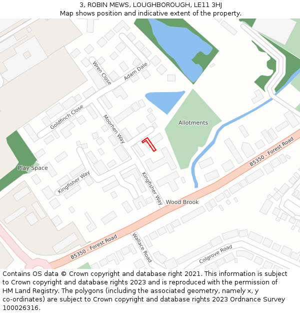 3, ROBIN MEWS, LOUGHBOROUGH, LE11 3HJ: Location map and indicative extent of plot