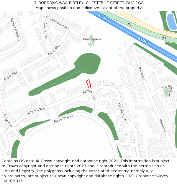 3, ROBSONS WAY, BIRTLEY, CHESTER LE STREET, DH3 1GA: Location map and indicative extent of plot