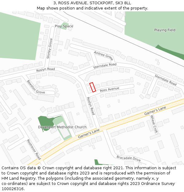 3, ROSS AVENUE, STOCKPORT, SK3 8LL: Location map and indicative extent of plot