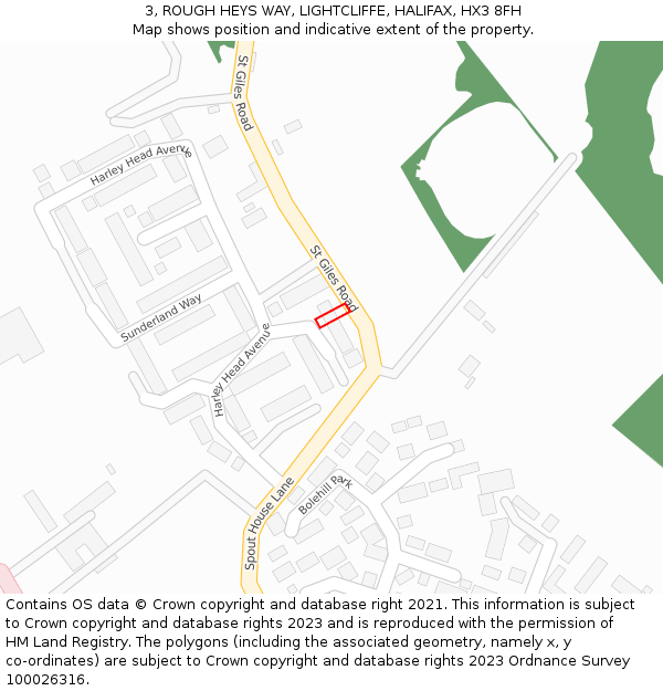 3, ROUGH HEYS WAY, LIGHTCLIFFE, HALIFAX, HX3 8FH: Location map and indicative extent of plot