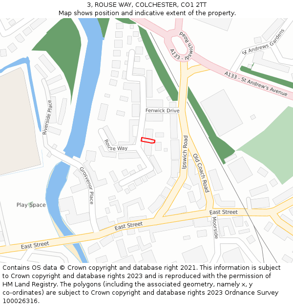 3, ROUSE WAY, COLCHESTER, CO1 2TT: Location map and indicative extent of plot