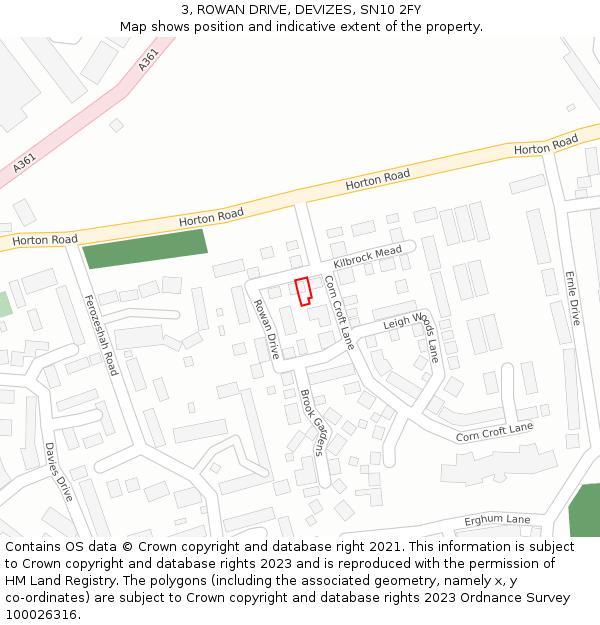 3, ROWAN DRIVE, DEVIZES, SN10 2FY: Location map and indicative extent of plot