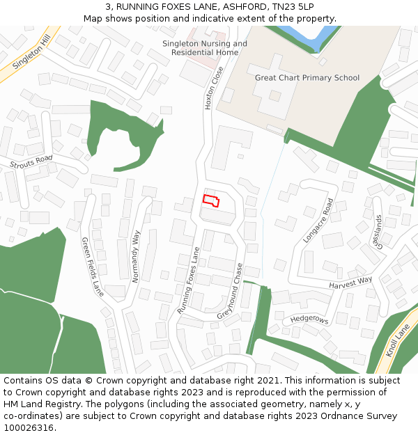 3, RUNNING FOXES LANE, ASHFORD, TN23 5LP: Location map and indicative extent of plot