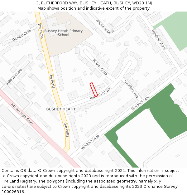3, RUTHERFORD WAY, BUSHEY HEATH, BUSHEY, WD23 1NJ: Location map and indicative extent of plot