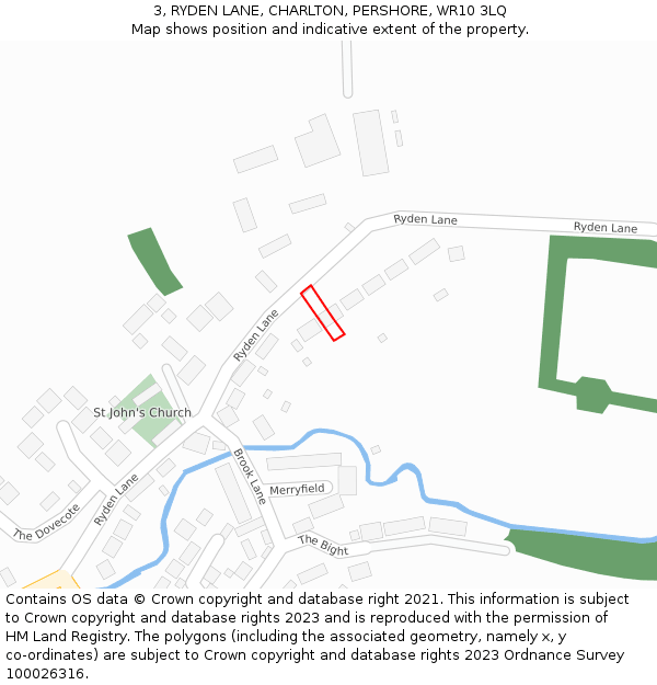 3, RYDEN LANE, CHARLTON, PERSHORE, WR10 3LQ: Location map and indicative extent of plot