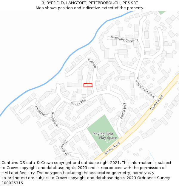 3, RYEFIELD, LANGTOFT, PETERBOROUGH, PE6 9RE: Location map and indicative extent of plot