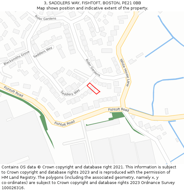 3, SADDLERS WAY, FISHTOFT, BOSTON, PE21 0BB: Location map and indicative extent of plot