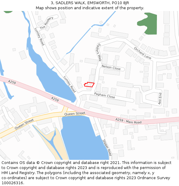 3, SADLERS WALK, EMSWORTH, PO10 8JR: Location map and indicative extent of plot