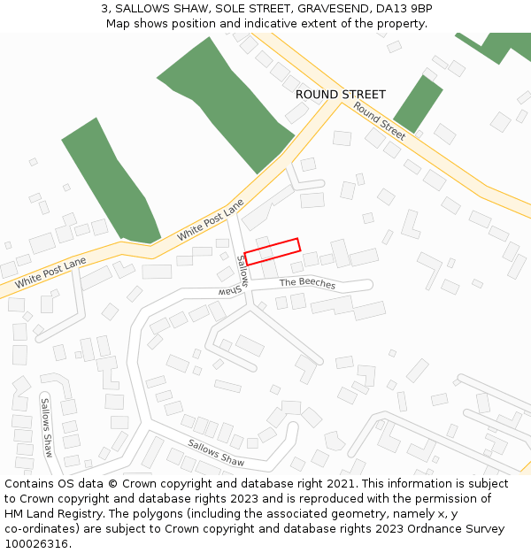 3, SALLOWS SHAW, SOLE STREET, GRAVESEND, DA13 9BP: Location map and indicative extent of plot