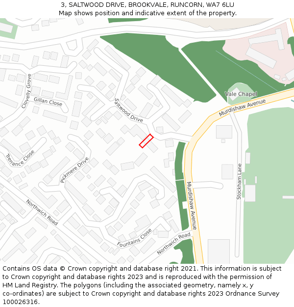 3, SALTWOOD DRIVE, BROOKVALE, RUNCORN, WA7 6LU: Location map and indicative extent of plot