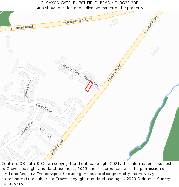 3, SAXON GATE, BURGHFIELD, READING, RG30 3BR: Location map and indicative extent of plot