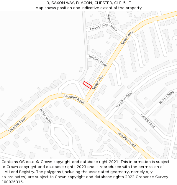 3, SAXON WAY, BLACON, CHESTER, CH1 5HE: Location map and indicative extent of plot