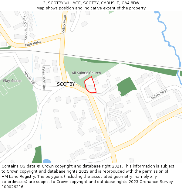 3, SCOTBY VILLAGE, SCOTBY, CARLISLE, CA4 8BW: Location map and indicative extent of plot