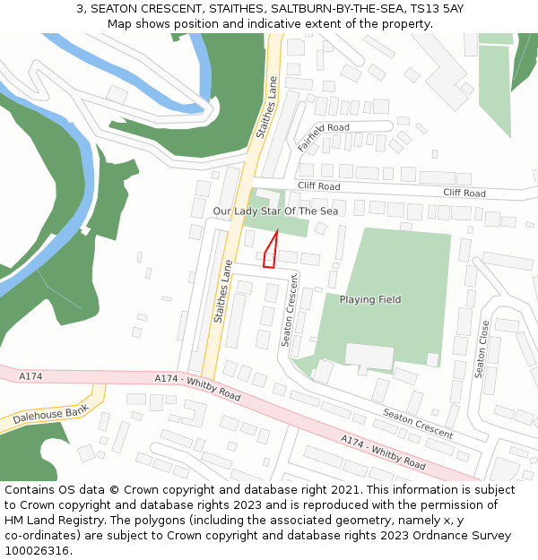 3, SEATON CRESCENT, STAITHES, SALTBURN-BY-THE-SEA, TS13 5AY: Location map and indicative extent of plot