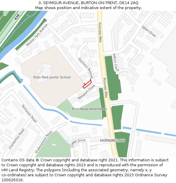 3, SEYMOUR AVENUE, BURTON-ON-TRENT, DE14 2AQ: Location map and indicative extent of plot