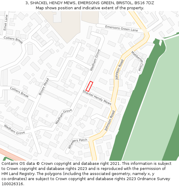 3, SHACKEL HENDY MEWS, EMERSONS GREEN, BRISTOL, BS16 7DZ: Location map and indicative extent of plot