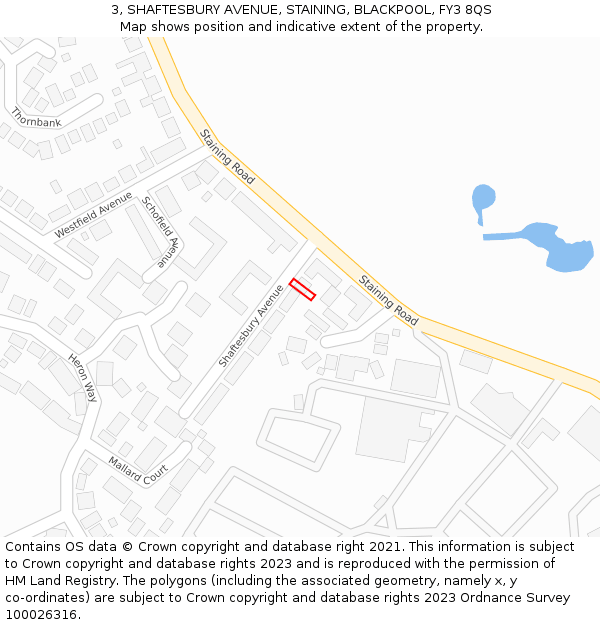 3, SHAFTESBURY AVENUE, STAINING, BLACKPOOL, FY3 8QS: Location map and indicative extent of plot