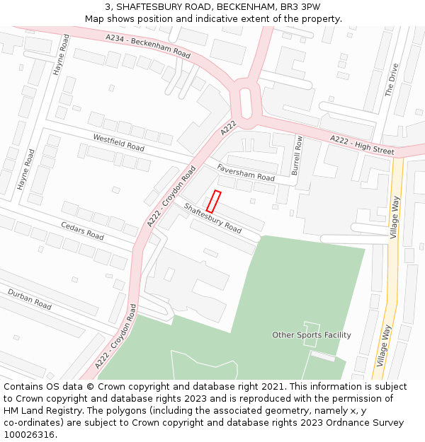 3, SHAFTESBURY ROAD, BECKENHAM, BR3 3PW: Location map and indicative extent of plot