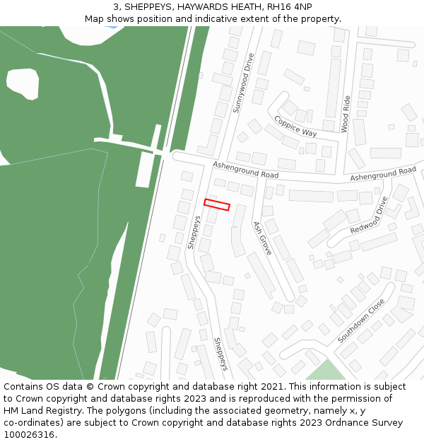 3, SHEPPEYS, HAYWARDS HEATH, RH16 4NP: Location map and indicative extent of plot