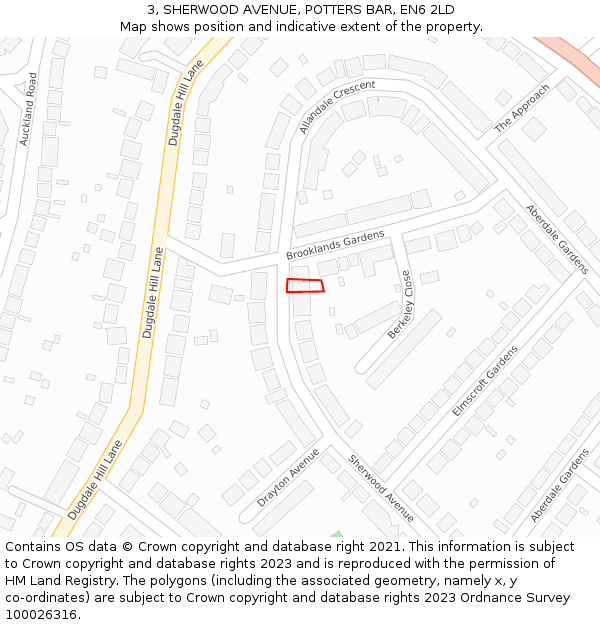 3, SHERWOOD AVENUE, POTTERS BAR, EN6 2LD: Location map and indicative extent of plot