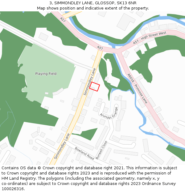 3, SIMMONDLEY LANE, GLOSSOP, SK13 6NR: Location map and indicative extent of plot