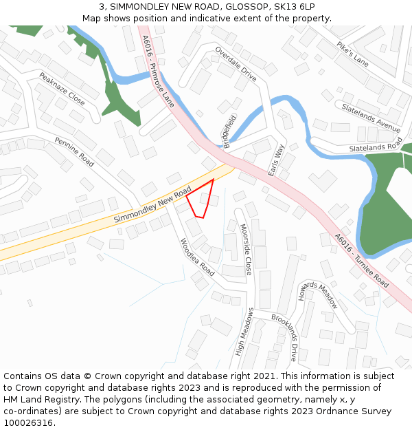 3, SIMMONDLEY NEW ROAD, GLOSSOP, SK13 6LP: Location map and indicative extent of plot