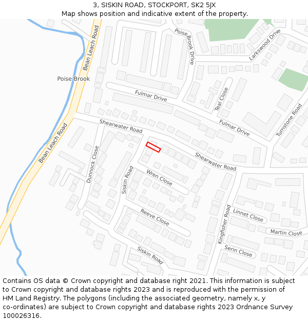 3, SISKIN ROAD, STOCKPORT, SK2 5JX: Location map and indicative extent of plot