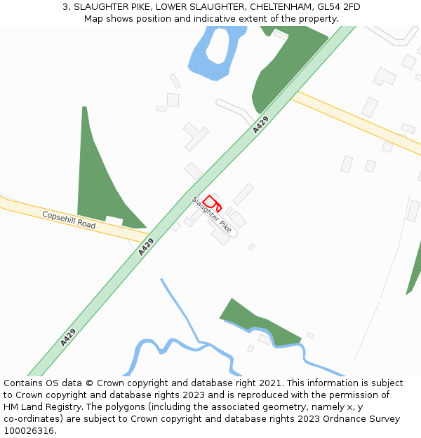 3, SLAUGHTER PIKE, LOWER SLAUGHTER, CHELTENHAM, GL54 2FD: Location map and indicative extent of plot