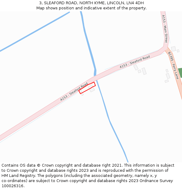 3, SLEAFORD ROAD, NORTH KYME, LINCOLN, LN4 4DH: Location map and indicative extent of plot