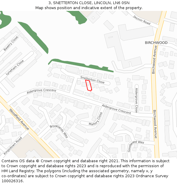 3, SNETTERTON CLOSE, LINCOLN, LN6 0SN: Location map and indicative extent of plot