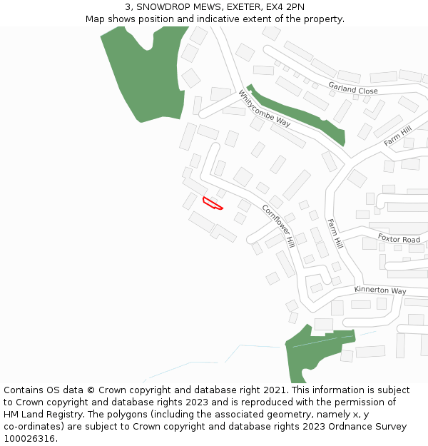 3, SNOWDROP MEWS, EXETER, EX4 2PN: Location map and indicative extent of plot