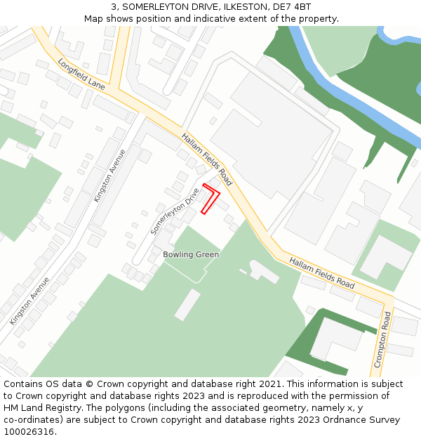 3, SOMERLEYTON DRIVE, ILKESTON, DE7 4BT: Location map and indicative extent of plot