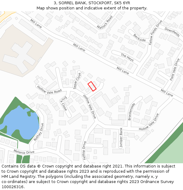 3, SORREL BANK, STOCKPORT, SK5 6YR: Location map and indicative extent of plot