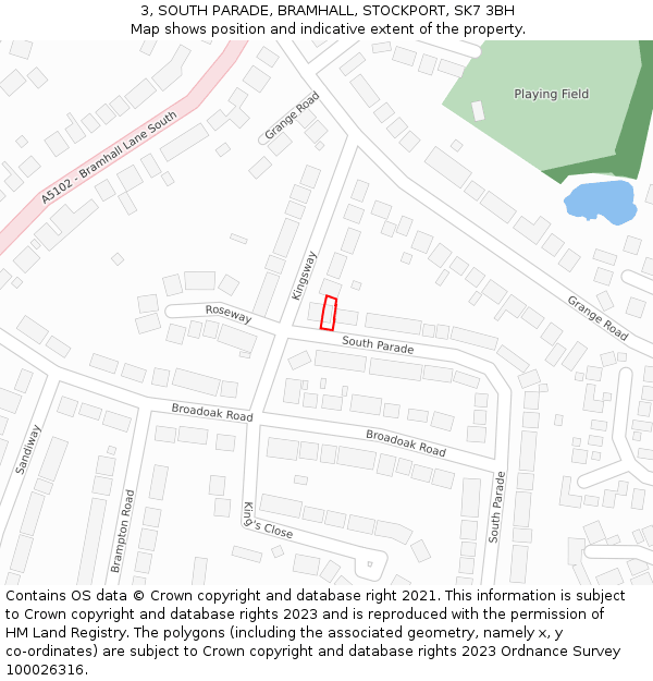 3, SOUTH PARADE, BRAMHALL, STOCKPORT, SK7 3BH: Location map and indicative extent of plot