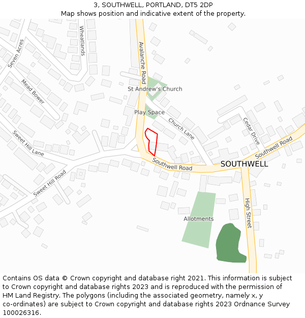 3, SOUTHWELL, PORTLAND, DT5 2DP: Location map and indicative extent of plot
