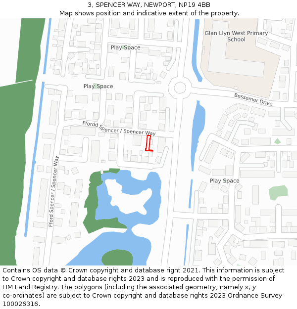 3, SPENCER WAY, NEWPORT, NP19 4BB: Location map and indicative extent of plot