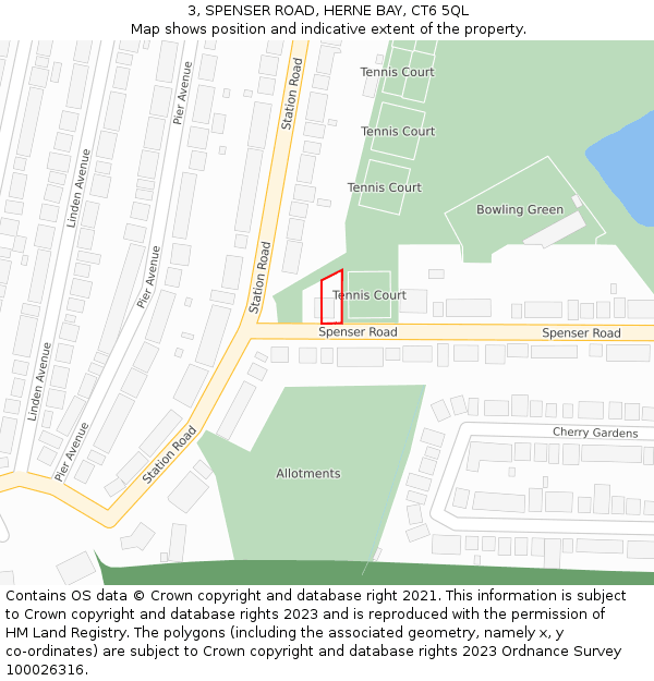 3, SPENSER ROAD, HERNE BAY, CT6 5QL: Location map and indicative extent of plot