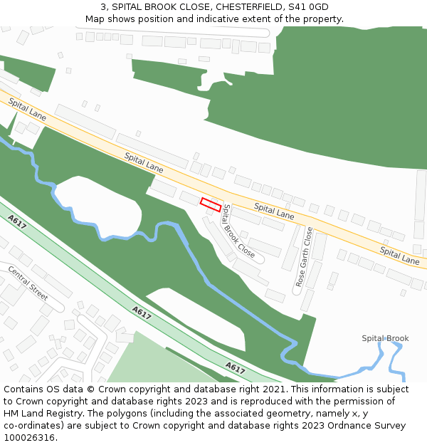 3, SPITAL BROOK CLOSE, CHESTERFIELD, S41 0GD: Location map and indicative extent of plot