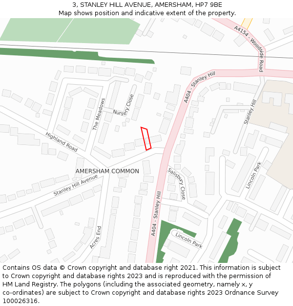 3, STANLEY HILL AVENUE, AMERSHAM, HP7 9BE: Location map and indicative extent of plot