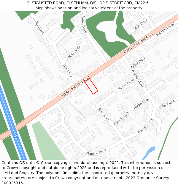 3, STANSTED ROAD, ELSENHAM, BISHOP'S STORTFORD, CM22 6LJ: Location map and indicative extent of plot