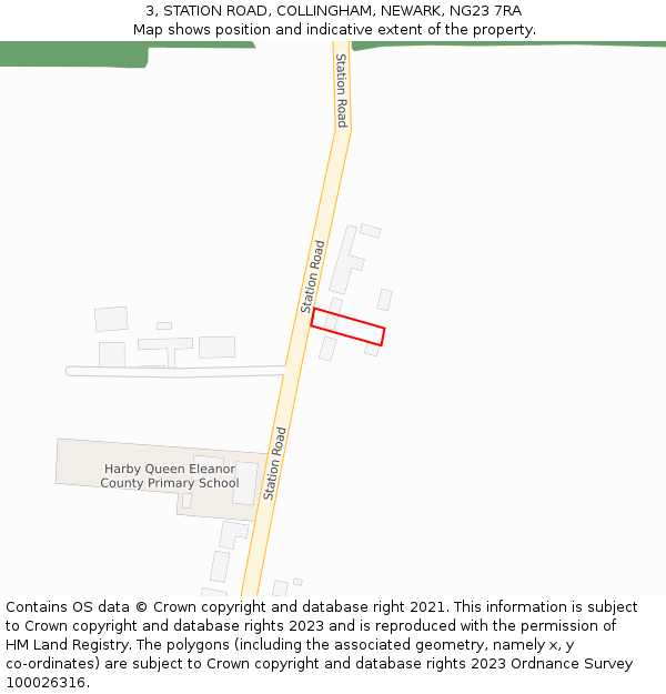 3, STATION ROAD, COLLINGHAM, NEWARK, NG23 7RA: Location map and indicative extent of plot