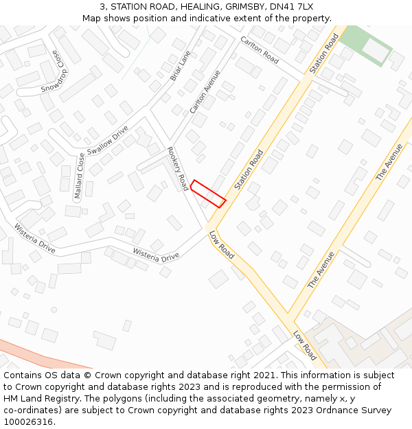 3, STATION ROAD, HEALING, GRIMSBY, DN41 7LX: Location map and indicative extent of plot