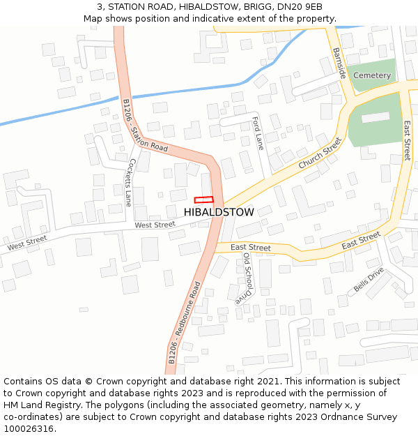 3, STATION ROAD, HIBALDSTOW, BRIGG, DN20 9EB: Location map and indicative extent of plot