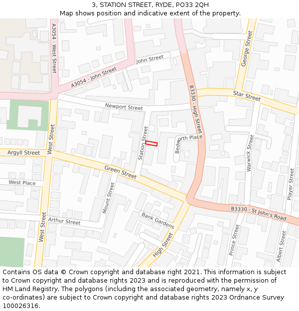 3, STATION STREET, RYDE, PO33 2QH: Location map and indicative extent of plot