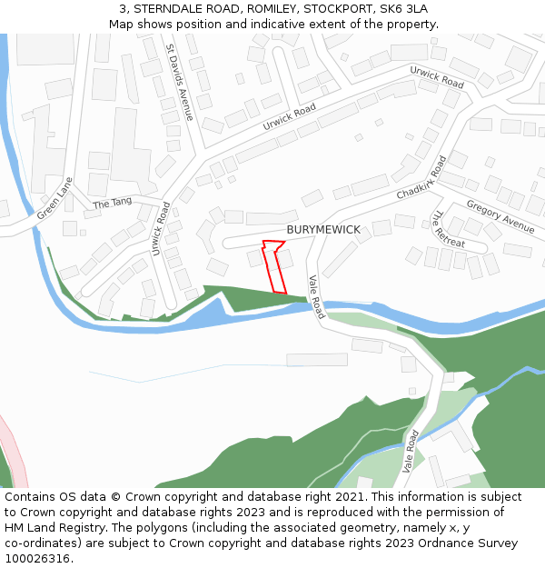 3, STERNDALE ROAD, ROMILEY, STOCKPORT, SK6 3LA: Location map and indicative extent of plot